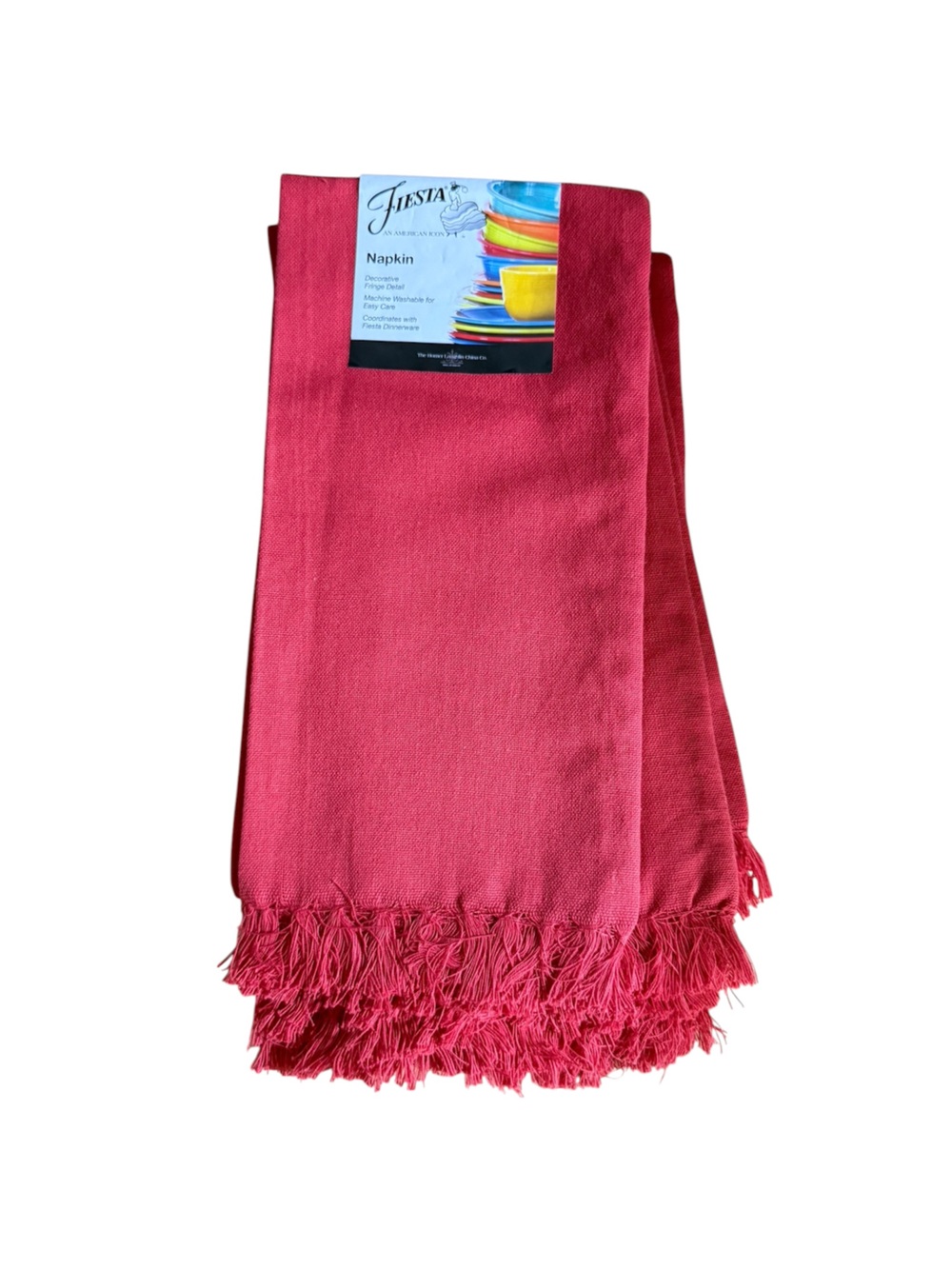 4 New Fiesta Fiestaware 100% Cotton Napkin with Fringe Scarlet Red 19x19